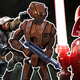 A collage of Star Wars characters from various games, including Darth Vader and Clone Troopers.